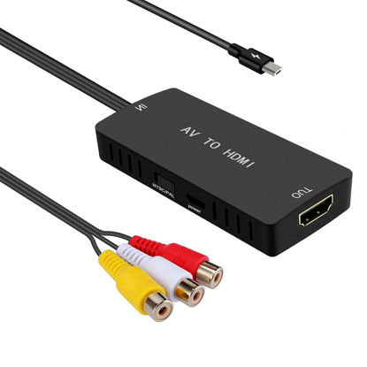 Picture of RCA to HDMI Converter AV to HDMI Adapter Composite/CVBS to HDMI Video Audio Converter, Widely Compatible with Various RCA Equipment for N64, PS2, PC, Laptop, VHS, VCR, Camera DV ect.