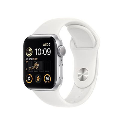 Picture of Apple Watch SE (2nd Gen) (GPS, 40mm) - Silver Aluminum Case with White Sport Band, M/L (Renewed)