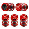 Picture of Tire Valve Stem Cap Cover - (5 Pack) Tire Air Cap Metal with Plastic Liner Corrosion Resistant Leak-Proof Rock and Roll for Car Truck Motorcycle Bike Red