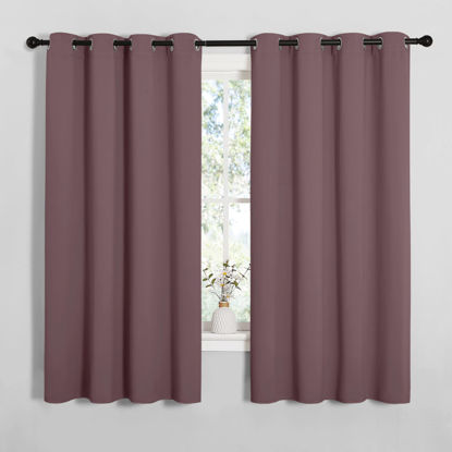 Picture of NICETOWN Bedroom Curtain Panels Blackout Draperies, Dry Rose, 1 Pair, 55 by 68-inch, Thermal Insulated Solid Grommet Blackout Curtains/Drapes