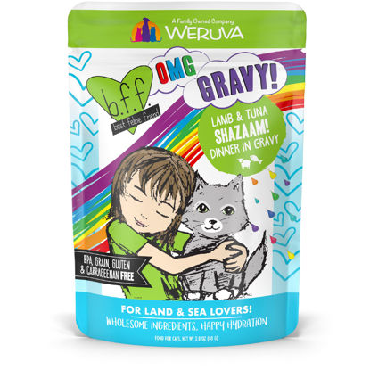 Picture of B.F.F. Omg - Best Feline Friend Oh My Gravy!, Shazaam! With Lamb & Tuna In Gravy Cat Food By Weruva, 2.8Oz Pouch (Pack Of 12)