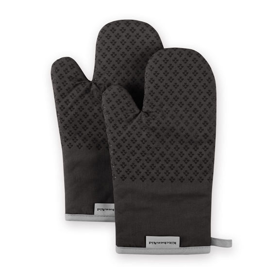 Picture of KitchenAid Asteroid Oven Mitt 2-Pack Set, Black, 7"x12.5"