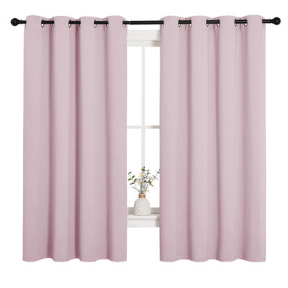 Picture of NICETOWN Blackout Curtain Panels for Girls Room, Nursery Essential Thermal Insulated Solid Grommet Top Blackout Drapes (Lavender Pink, 1 Pair, 55 x 68 inches)