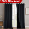 Picture of NICETOWN Extra Long Truly Blackout Drapes for Hall and Villa, 100% Blackout Window Curtain Panels with Black Lined for Night Shift Worker, 52-inch Width Each Panel, 108-inch Length, Black, 2 Pieces