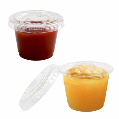 100 Sets] 1.5 oz Small Plastic Containers with Lids, Jello Shot Cups with  Lids, Disposable Portion Cups, Condiment Containers with Lids, Souffle Cups  for Sauce and Dressing 