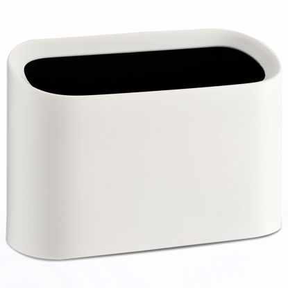 Picture of SUBEKYU 0.4 Gal Mini Countertop Trash Can, Small Desktop Garbage Can for Office, Tiny Wastebasket, Plastic, White