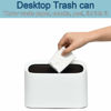 Picture of SUBEKYU 0.4 Gal Mini Countertop Trash Can, Small Desktop Garbage Can for Office, Tiny Wastebasket, Plastic, White