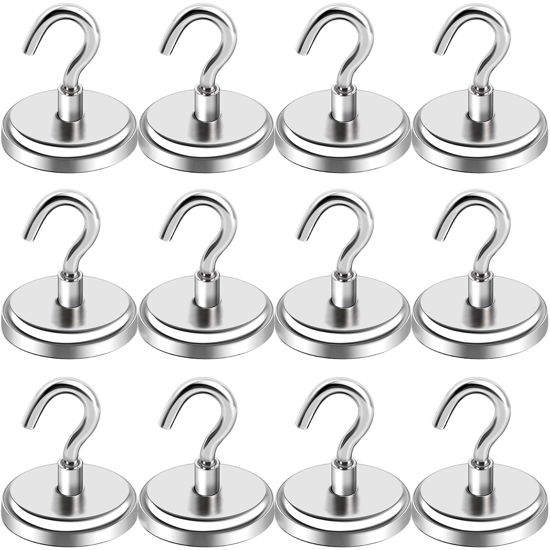 Picture of LOVIMAG 100LBS Heavy Duty Magnetic Hooks, Strong Neodymium Magnet Hooks for Home, Kitchen, Workplace, Office etc, Hold up to 100 Pounds - 12pack