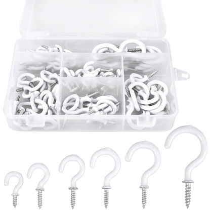 200pcs 1/2 Cup Screw Hooks Metal Cup Hooks Screw-In Ceiling Hooks Small Hooks DIY Jewelry Hooks Screw-In Hanger for Outdoor and Indoor,4 Colors