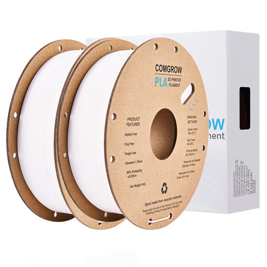 Picture of PLA 3D Printer Filament, 3D Printer PLA Filament 1.75mm, Dimensional Accuracy +/- 0.02 mm, 2 Rolls of 1KG Spool PLA White