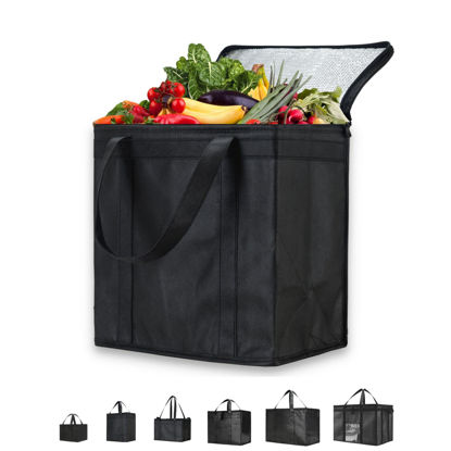 Picture of NZ home Medium Insulated Bag for Food Delivery & Grocery Shopping with Zippered Top, Black (1 pack)