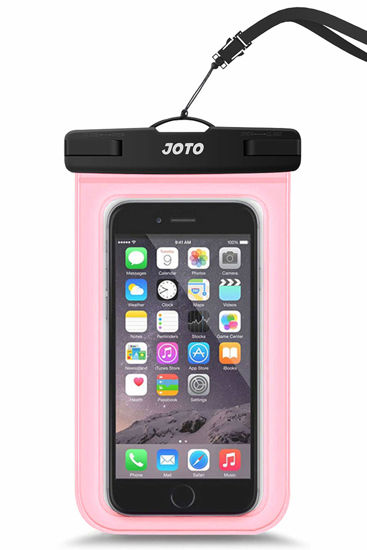 Picture of JOTO Universal Waterproof Phone Pouch Cellphone Dry Bag Case for iPhone 14 13 12 11 Pro Max Mini Xs XR X 8 7 6S Plus SE, Galaxy S21 S20 S10 Plus Note 10+ 9, Pixel 4 XL up to 7"-Clearpink