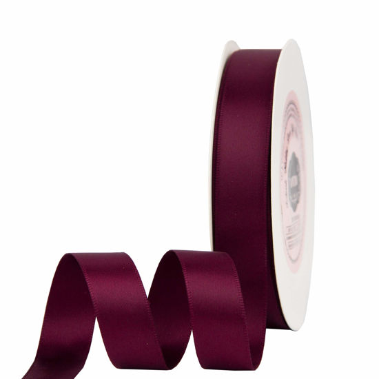 Picture of VATIN 5/8 inch Double Faced Polyester Burgundy Satin Ribbon -Continuous 25 Yard Spool, Perfect for Wedding Decor, Wreath, Baby Shower,Gift Package Wrapping and Other Projects