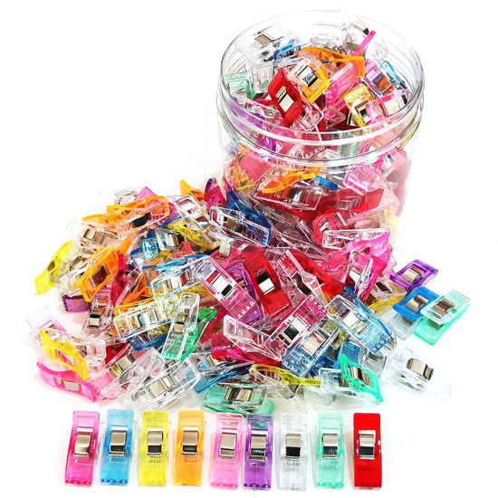 Otylzto Sewing Clips 100 Pcs with Plastic Box Premium Quilting Clips for Supplies Crafting Tools Assorted Colors Plastic Clips for Crafts Plastic