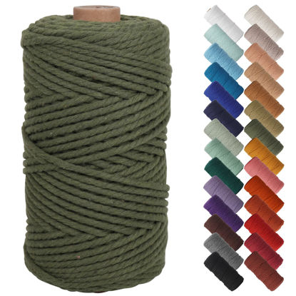 Picture of NOANTA Olive Green Macrame Cord 3mm x 109yards, Colored Macrame Rope, Cotton Rope Macrame Yarn, Colorful Cotton Craft Cord for Wall Hanging, Plant Hangers, Crafts, Knitting