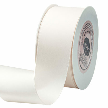 Picture of VATIN 1-1/2" Wide Double Faced Polyester Ivory/Antique White/Beige Satin Ribbon Continuous Ribbon- 25 Yard, Perfect for Wedding, Gift Wrapping, Bow Making & Other Projects