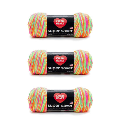 Picture of Red Heart Super Saver Yarn, 3 Pack, Day Glow 3 Count