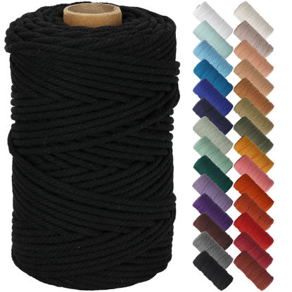 Picture of NOANTA Black Macrame Cord 5mm x 109yards, Colored Macrame Rope Cotton Rope Macrame Yarn, Colorful Cotton Craft Cord for Wall Hanging, Plant Hangers, Crafts, Knitting