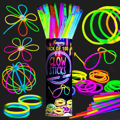 Picture of Glow Sticks Bulk -205-Pcs- Glow in The Dark 100 Party Sticks -Supplies w/ Eye Glasses kit-Bracelets Necklaces and more-12 Hours Glow Party Pack 8 inch for Kids Camping Accessories