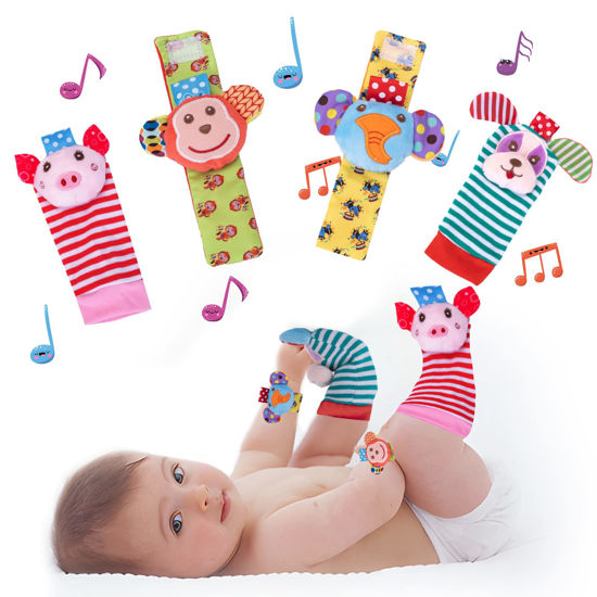 Foot Socks Wrist Rattles Set Newborn Toys Baby Boy Girl Brain