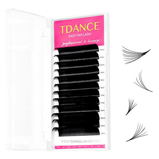 Picture of TDANCE Eyelash Extension Supplies Rapid Blooming Volume Eyelash Extensions Thickness 0.05 C Curl Mix 14-19mm Easy Fan Volume Lashes Self Fanning Individual Eyelashes Extension (C-0.05,14-19mm)