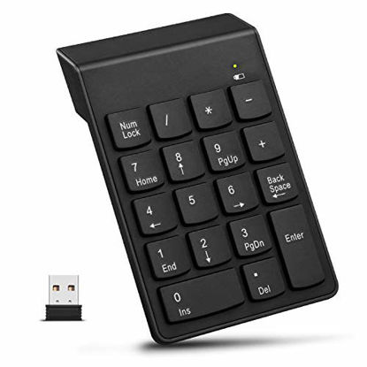 Picture of Numeric Keypad Wireless USB Number Pad 2.4GHz 18 Key Mini Portable Data Entry Number Pad for Laptop Desktop PC Computer Surface pro Notebook by AODOOR