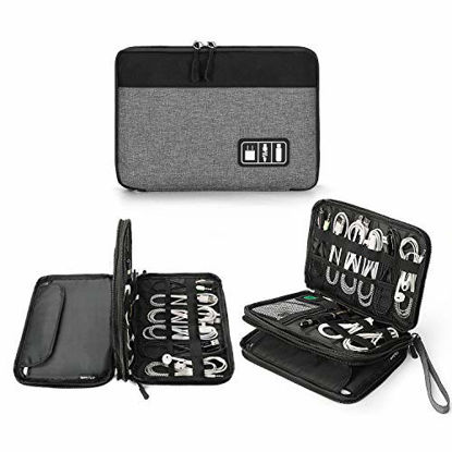 Picture of Electronics Organizer, Jelly Comb Electronic Accessories Cable Organizer Bag Waterproof Travel Cable Storage Bag for Charging Cable, Cellphone, Mini Tablet and More (Black and Grey, Medium)