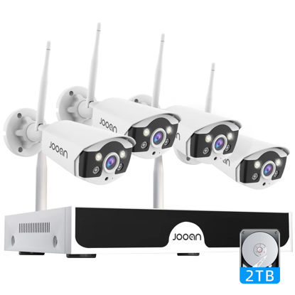 Picture of JOOAN 5MP 10 Channel Wireless Security Camera System Outdoor,H.265+ WiFi NVR Surviellance Kit with Two Way Audio,Color Night Vision,Human Detection,Local and Remote Access,IP67 Weatherproof, 2TB HDD