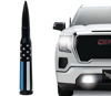 Picture of EcoAuto Badass Antenna Replacement Fits All Chevy & GMC Truck Model Years - Short Replacement Antenna - Military Grade Aluminum - Anti Chip & Anti Theft Design (American Flag Support Blue)