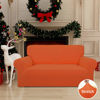 Picture of Easy-Going Stretch Loveseat Slipcover 1-Piece Sofa Cover Furniture Protector Couch Soft with Elastic Bottom for Kids Polyester Spandex Jacquard Fabric Small Checks (Loveseat, Orange)