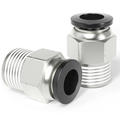 Picture of TAILONZ PNEUMATIC Male Straight 8mm Tube OD x 3/8 Inch NPT Thread Push to Connect Fittings PC8-N3 (Pack of 10)