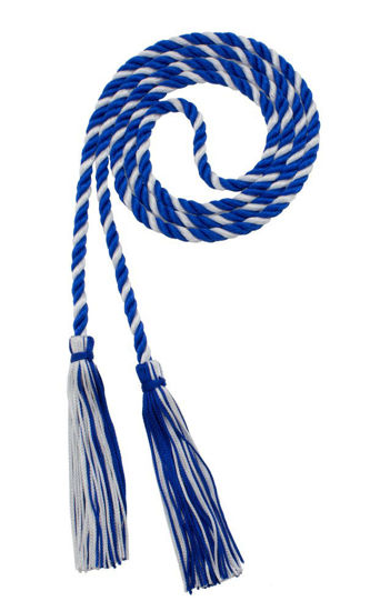 Picture of Graduation Honor Cord - Royal/White - Every School Color Available - Made in USA - by Tassel Depot