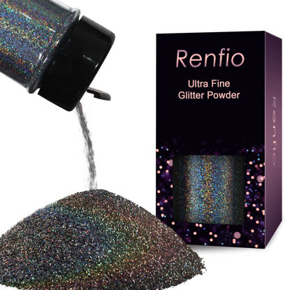 Picture of Renfio Holographic Ultra Fine Glitter Powder Metallic Resin Glitter 1.75 Oz (50g) PET Flakes Crafts Sequins 1/128" 0.008" 0.2mm Epoxy Chips Flakes for Tumblers Slime - Laser Brown