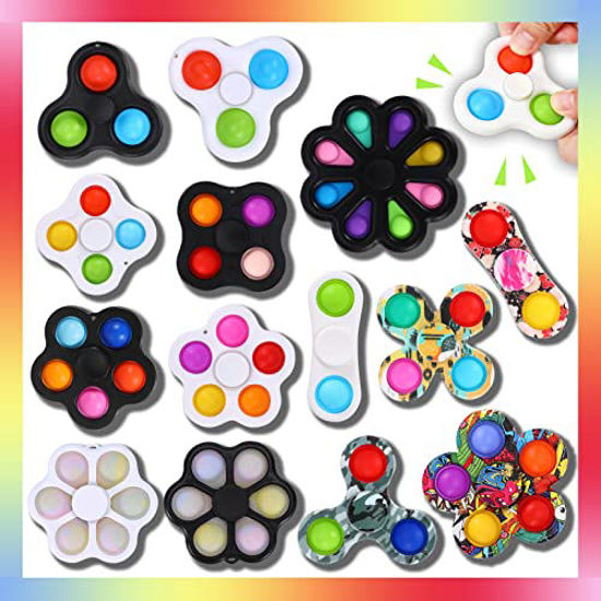 Picture of Arme 14 Pack Simple Dimple Fidget Spinner Pop, Dimple Pack Fidget Pack Toy Set,Dimple Fidget and Pop Easy to Use,Easy to Carry Stress and Anxiety Relief Handheld Toys Set for Kid and Adult Toys