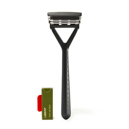 Picture of The Leaf Razor, Black - Plasic-Free, Three-Blade, Pivoting Head Razor for Women & Men