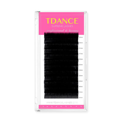 Picture of TDANCE Premium D Curl 0.05mm Thickness Semi Permanent Individual Eyelash Extensions Silk Volume Lashes Professional Salon Use Mixed 20-25mm Length In One Tray (D-0.05,20-25mm)