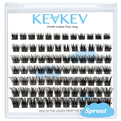 Picture of Lash Clusters 84 Pcs Cluster Lashes Eyelash Clusters DIY Cluster Eyelash Extensions Individual Lashes Thin Band & Soft(Sprout,D-8-16mix)