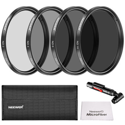 Picture of NEEWER 58mm ND Lens Filter Kit: ND2 ND4 ND8 ND16, Lens Cleaning Pen, Filter Pouch Neutral Density Filter and Accessory Kit Compatible with Canon Nikon Sony Panasonic DSLR Cameras with 58mm Lens