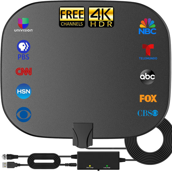 Picture of 2023 Upgraded Amplified HD Digital TV Antenna Long 450+ Miles Range, Support 360°Reception 4K 1080p for Smart Old Television, Amplifier Signal Booster for Local Channels-18ft Coax HDTV Cable