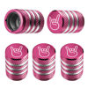 Picture of Tire Valve Stem Cap Cover - (5 Pack) Tire Air Cap Metal with Plastic Liner Corrosion Resistant Leak-Proof Rock and Roll for Car Truck Motorcycle Bike Pink