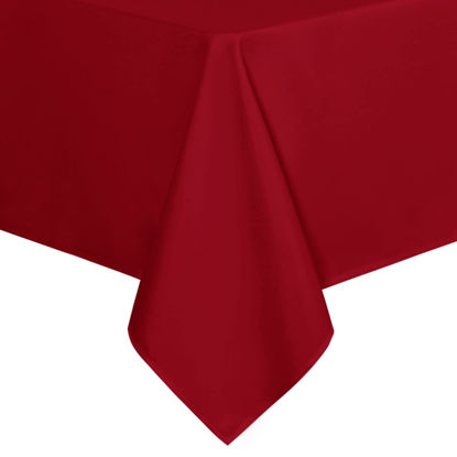 Picture of sancua Rectangle Tablecloth - 54 x 108 Inch - Stain and Wrinkle Resistant Washable Polyester Table Cloth, Decorative Fabric Table Cover for Dining Table, Buffet Parties and Camping, Red