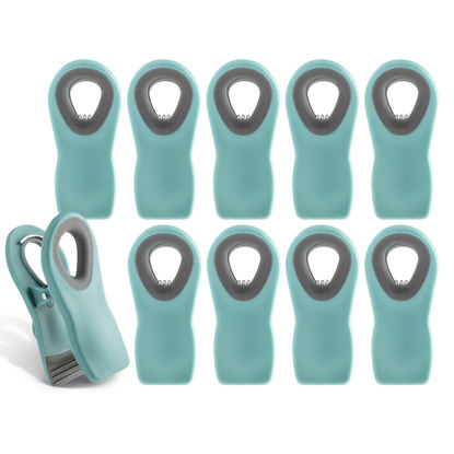 Picture of COOK WITH COLOR 10 Pc Bag Clips with Magnet- Food Clips, Chip Clips, Bag Clips for Food Storage with Air Tight Seal Grip for Bread Bags, Snack Bags and Food Bags (Teal)