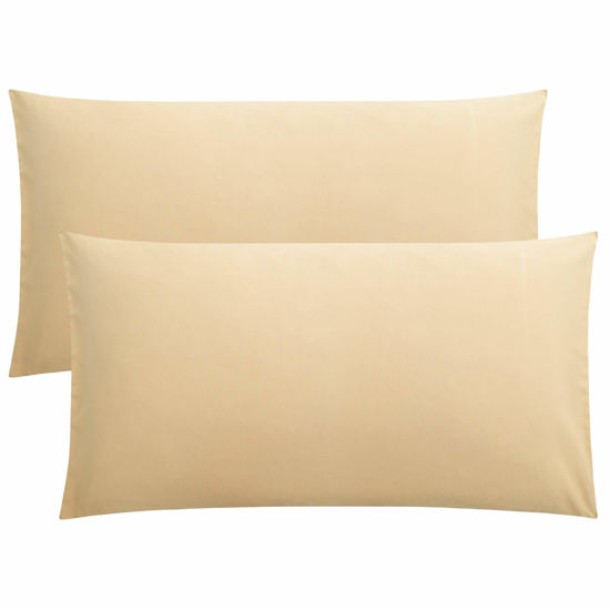 Picture of FLXXIE 2 Pack Microfiber King Pillow Cases, 1800 Super Soft Pillowcases with Envelope Closure, Wrinkle, Fade and Stain Resistant Pillow Covers, 20x36, Light Taupe