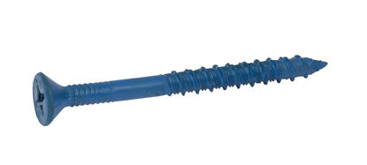 Picture of CONFAST 1/4" x 5" Blue Flat Phillips Concrete Screw Anchor with Drill Bit for Anchoring to Masonry, Block or Brick (100 per Box)