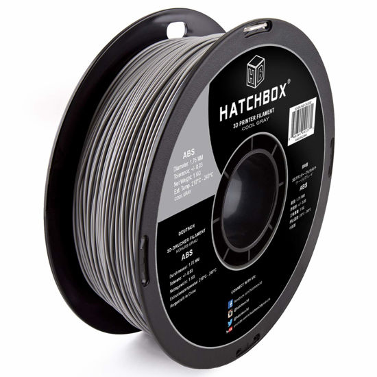 Picture of HATCHBOX ABS 3D Printer Filament, Dimensional Accuracy +/- 0.03 mm, 1 kg Spool, 1.75 mm, Gray