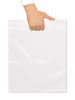 Picture of Purple Q Crafts Plastic Bag With Die Cut Handle Bag 12" x 15" White Plastic Merchandise Bags 100 Pack for Retail, Gifts, Trade Show and More