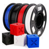 Picture of AMOLEN PETG Filament 1.75mm,PETG 3D Printer Filament,PETG Bundle,Black,White,Red,Blue Filament,3D Printing Filament Bundle,250g X 4 Spools