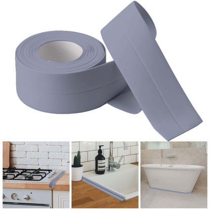 Picture of Bath & Kitchen Caulk Tape Sealant Strip,PVC Self Adhesive Tub and Wall Sealing Tape Caulk Sealer,Caulk Strip,sealant Tape,Shower Tile Sealer Adhesive sealant （Silver）