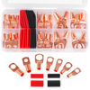 Picture of 60Pcs Copper Wire Lugs,Terminal Connectors,Used on AWG12-10 8 6 Cable,Heat Shrink Set,Bare Copper Eyelets,Ring Terminals Connectors,30Pcs Battery Cable Lugs Ends and 30Pcs Heat Shrink Tubing