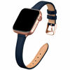 Picture of STIROLL Slim Leather Bands Compatible with Apple Watch Band 42mm 44mm 45mm 49mm,Top Grain Leather Watch Thin Wristband for iWatch Ultra SE Series 8/7/6/5/4/3/2/1(Navy with Rose Gold)